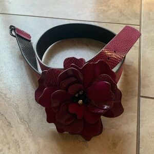 Purple leather belt | flower detail
